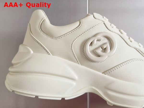 Gucci Womens Rhyton Sneaker in Ivory Leather 795782 Replica