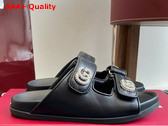 Gucci Womens Sandal with Crystals in Black Leather 816633 Replica