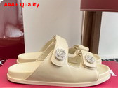 Gucci Womens Sandal with Crystals in Ivory Leather 816633 Replica