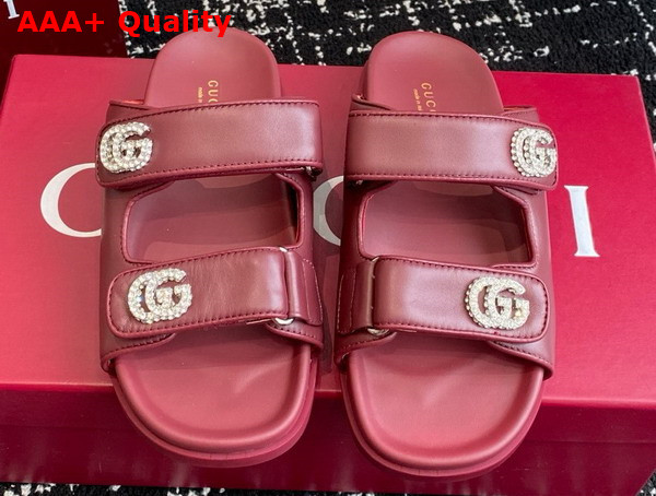 Gucci Womens Sandal with Crystals in Rosso Ancora Red Leather 816633 Replica