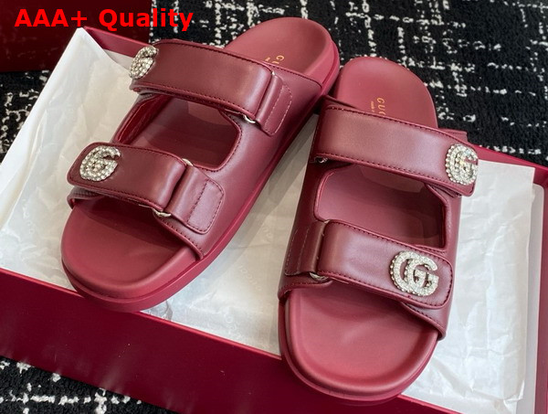 Gucci Womens Sandal with Crystals in Rosso Ancora Red Leather 816633 Replica