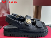 Gucci Womens Sandal with Double G Black GG Canvas 816630 Replica