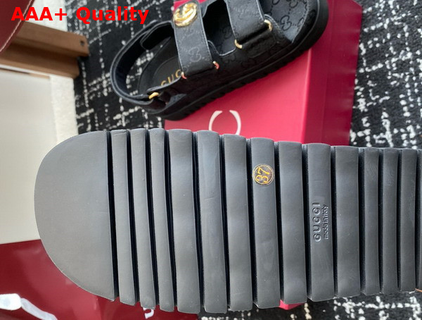 Gucci Womens Sandal with Double G Black GG Canvas 816630 Replica
