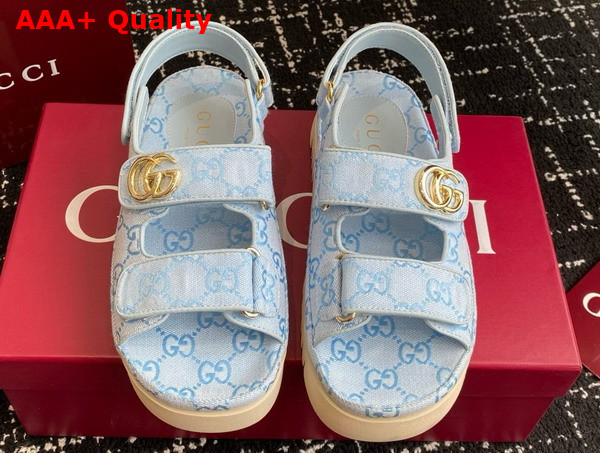 Gucci Womens Sandal with Double G Light Blue GG Canvas 816630 Replica