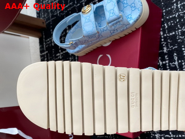 Gucci Womens Sandal with Double G Light Blue GG Canvas 816630 Replica