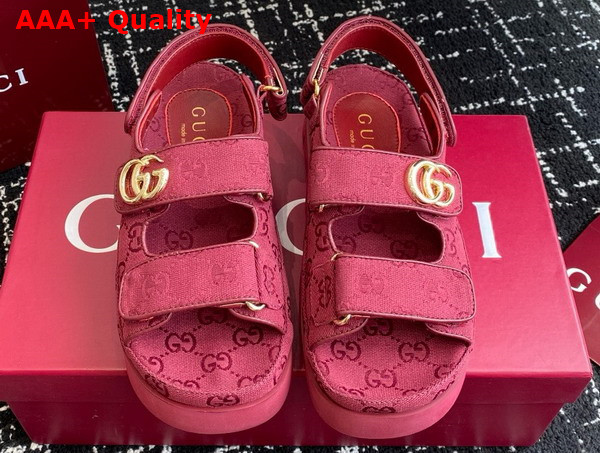 Gucci Womens Sandal with Double G Rosso Ancora Red GG Canvas 816630 Replica