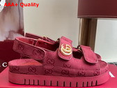 Gucci Womens Sandal with Double G Rosso Ancora Red GG Canvas 816630 Replica
