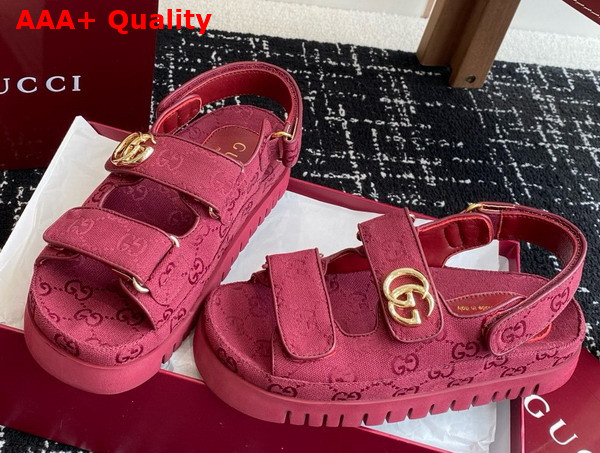Gucci Womens Sandal with Double G Rosso Ancora Red GG Canvas 816630 Replica