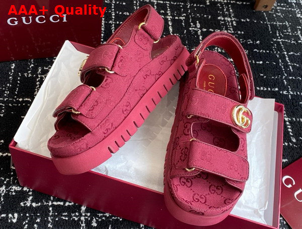 Gucci Womens Sandal with Double G Rosso Ancora Red GG Canvas 816630 Replica