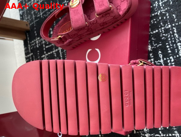 Gucci Womens Sandal with Double G Rosso Ancora Red GG Canvas 816630 Replica