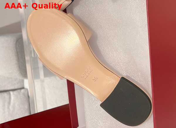Gucci Womens Slide Sandal with Double G Light Pink Leather Replica