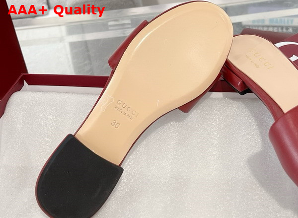 Gucci Womens Slide Sandal with Double G Red Leather Replica