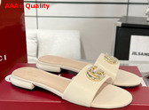 Gucci Womens Slide Sandal with Double G White Leather Replica