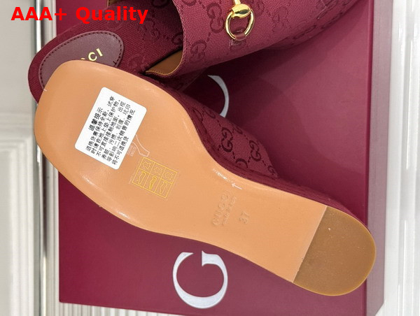 Gucci Womens Wedge Sandal with Horsebit Rosso Ancora Red GG Canvas 816328 Replica
