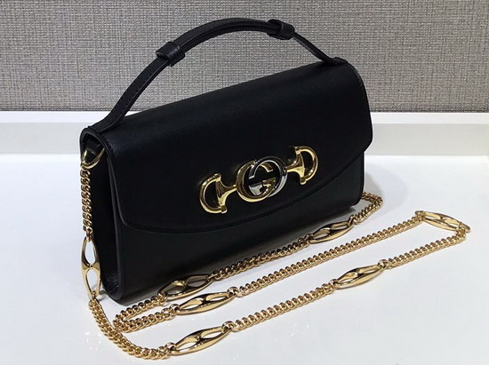 Gucci Zumi Smooth Leather Mini Shoulder Bag in Black Smooth Leather 564718