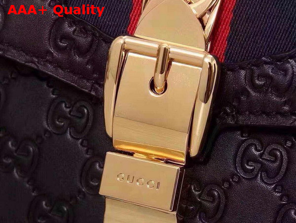Sylvie Gucci Signature Bag Black Gucci Signature Leather Replica