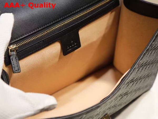 Sylvie Gucci Signature Bag Black Gucci Signature Leather Replica
