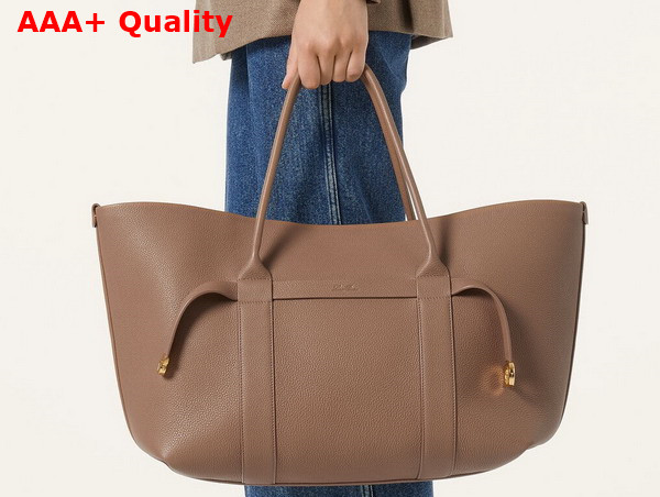 Loro Piana Large Ghiera Shopper Calfskin Fossil Sun Gold Replica