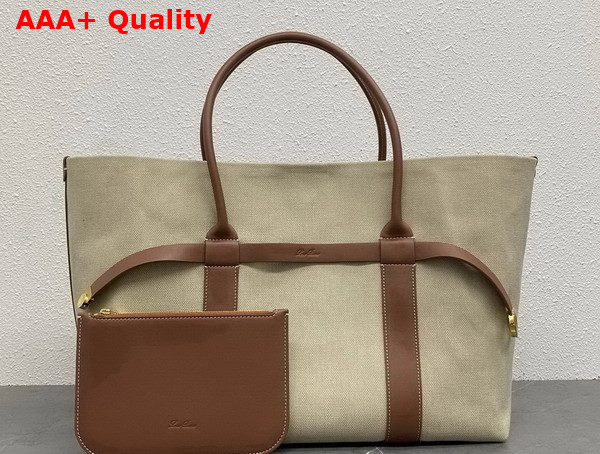 Loro Piana Large Ghiera Shopper Linen Cotton Natural Caramel Sugar Sun Gold Replica