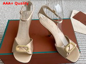 Loro Piana Olympia Heeled Sandal in Beige Satin Replica