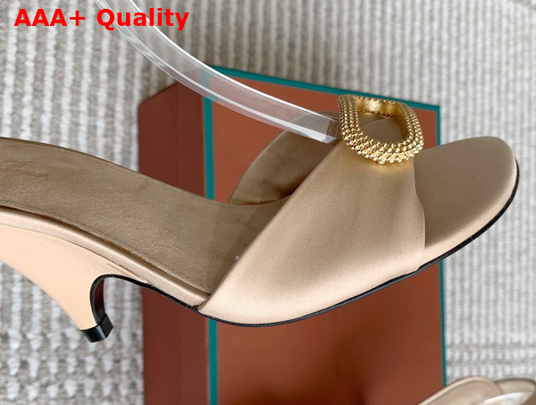 Loro Piana Olympia Heeled Sandal in Beige Satin Replica