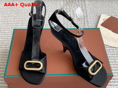 Loro Piana Olympia Heeled Sandal in Black Satin Replica