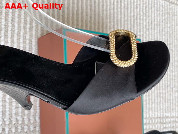 Loro Piana Olympia Heeled Sandal in Black Satin Replica