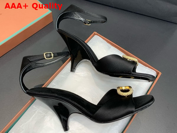 Loro Piana Olympia Heeled Sandal in Black Silk Viscose Replica
