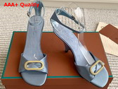 Loro Piana Olympia Heeled Sandal in Light Blue Satin Replica