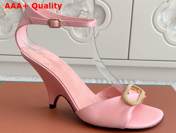 Loro Piana Olympia Heeled Sandal in Pink Satin Replica