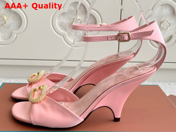 Loro Piana Olympia Heeled Sandal in Pink Satin Replica