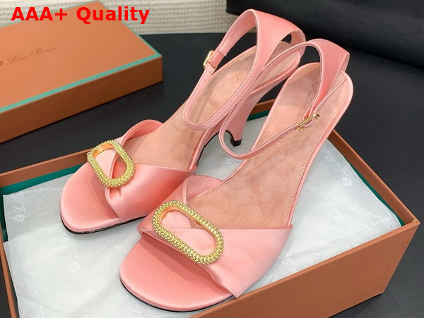 Loro Piana Olympia Heeled Sandal in Pink Silk Viscose Replica