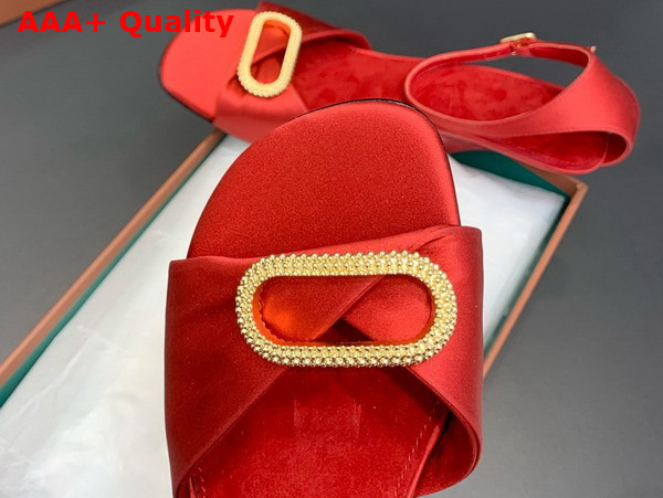 Loro Piana Olympia Heeled Sandal in Red Silk Viscose Replica