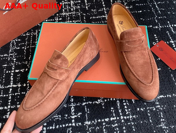 Loro Piana Sergio Loafer in Cinnamon Bark Suede Leather Replica
