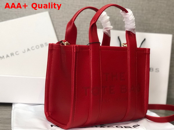 Marc Jacobs Leather Mini Tote Bag in True Red Replica