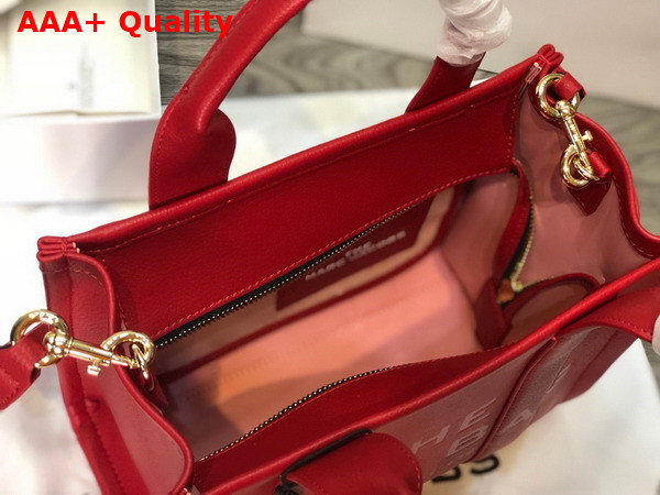 Marc Jacobs Leather Mini Tote Bag in True Red Replica