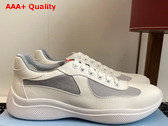 Prada Americas Cup Biker Fabric Sneakers White and Silver 3E6420 Replica