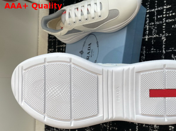 Prada Americas Cup Biker Fabric Sneakers White and Silver 3E6420 Replica