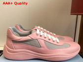 Prada Americas Cup Biker Fabric Sneakers in Alabaster Pink 3E6420 Replica