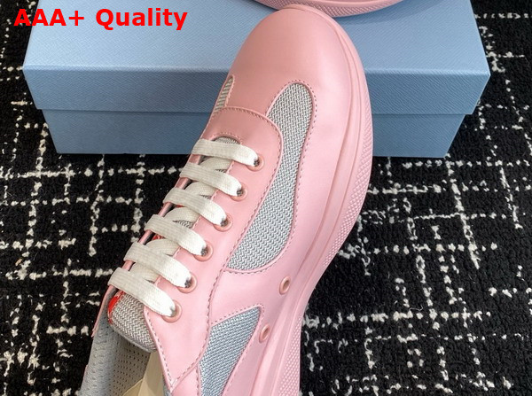 Prada Americas Cup Biker Fabric Sneakers in Alabaster Pink 3E6420 Replica