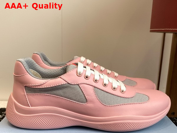 Prada Americas Cup Biker Fabric Sneakers in Alabaster Pink 3E6420 Replica