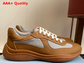 Prada Americas Cup Biker Fabric Sneakers in Brown 3E6420 Replica