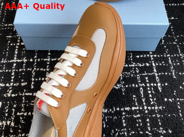 Prada Americas Cup Biker Fabric Sneakers in Brown 3E6420 Replica