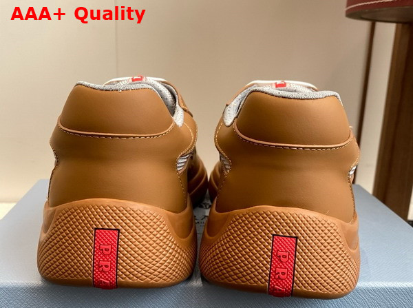 Prada Americas Cup Biker Fabric Sneakers in Brown 3E6420 Replica