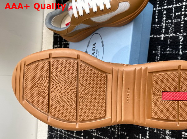 Prada Americas Cup Biker Fabric Sneakers in Brown 3E6420 Replica
