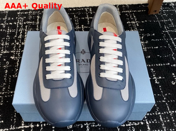 Prada Americas Cup Biker Fabric Sneakers in Royal Blue 3E6420 Replica