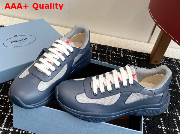 Prada Americas Cup Biker Fabric Sneakers in Royal Blue 3E6420 Replica