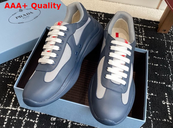 Prada Americas Cup Biker Fabric Sneakers in Royal Blue 3E6420 Replica