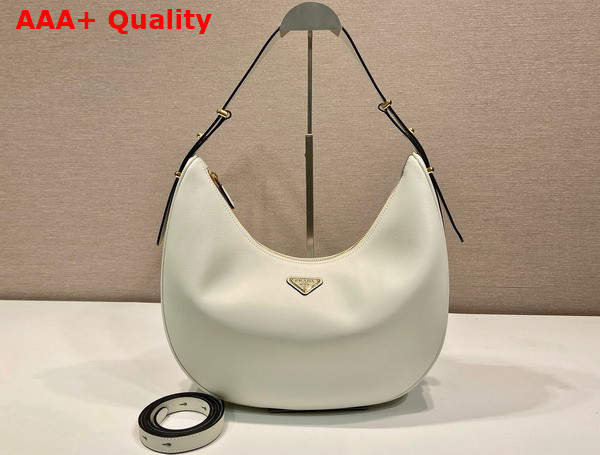 Prada Arque Large Leather Shoulder Bag in White 1BC218 Replica