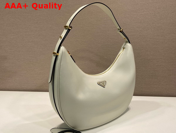 Prada Arque Large Leather Shoulder Bag in White 1BC218 Replica